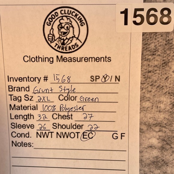 Grunt Style Mens Long Sleeve Button Up Shirt Green 2XL Polyester Tactical - Picture 4 of 4